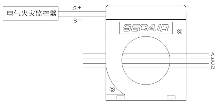 J-SCM41(160)剩余電流式<a href=http://m.pkej.com.cn/dianqihuozai/ target=_blank class=infotextkey>電氣火災監控</a>探測器接線圖